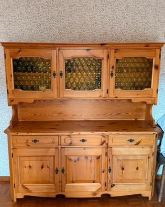 Credenza in legno massello con vetrina
