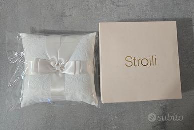 Cuscino portafedi Stroili bianco con fiocco 