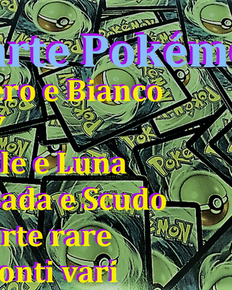 Carte Pokémon di tutti i tipi, ricca collezione