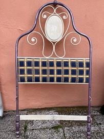 Letto singolo in ferro battuto completo