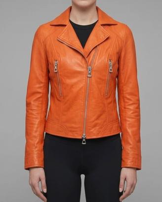 Giacca in vera pelle arancione