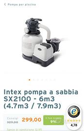 pompa filtro sabbia  piscina intex