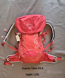 zaino L/XL trekking Osprey rosso Talon 33lt *NEW