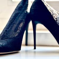 Decollete Zara intarsi pizzo nere