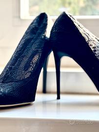 Decollete Zara intarsi pizzo nere