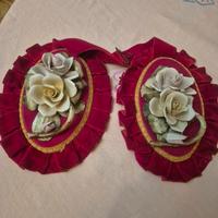 quadri  in porcellana e velluto 