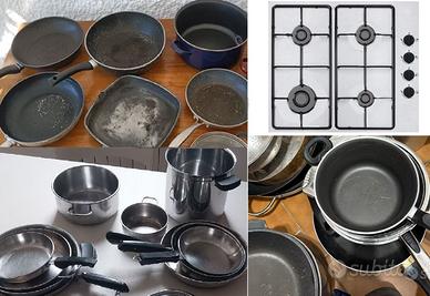 Pentole (55)& piano cott gas 4 fuochi solo 1€ /pz
