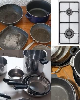 Batteria Set  55 Pentole + piano cott gas 4 fuochi