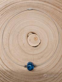 Girocollo handmade perla ceramica blu