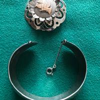 Bracciale e Spilla Peruviani in oro/argento.