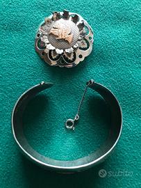 Bracciale e Spilla Peruviani in oro/argento.