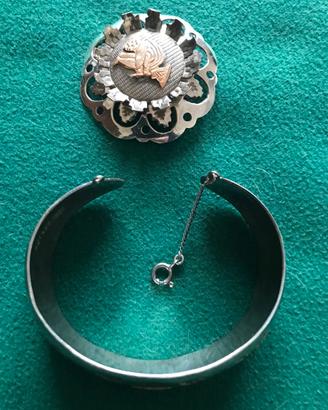 Bracciale e Spilla Peruviani in oro/argento.