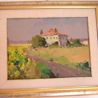 Livorno olio su tavola 30x40 casa colonica Sbrana