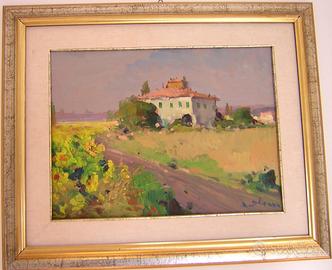 Livorno olio su tavola 30x40 casa colonica Sbrana