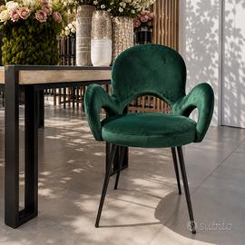 Sedia EDG Boing in velluto Verde