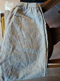100% PANTALONI LINO SARTORIA SARACENA TAGLIA XL