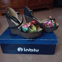 Zeppe inblu nere fiorate taglia 37