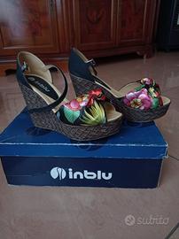 Zeppe inblu nere fiorate taglia 37