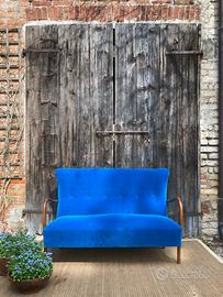 DIVANO PRIMI 900 CILIEGIO MASSICCIO VELLUTO BLU