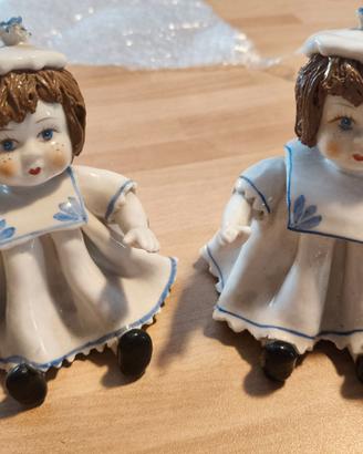 Coppia Bambole Ceramica Vintage