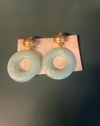 Orecchini vintage verdi rotondi effetto giada a cl