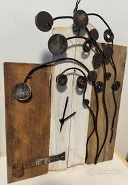 Orologio artigianale legno ferro battuto