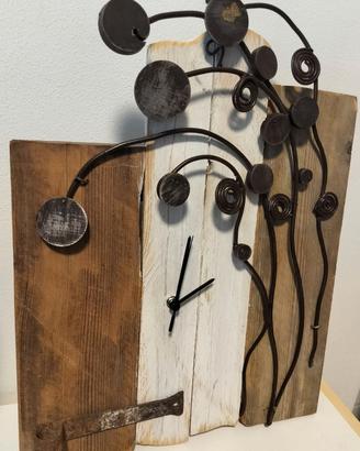 Orologio artigianale legno ferro battuto