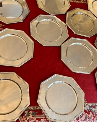 Set 11 sottopiatti ottagonali in argento placcato