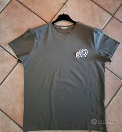 T-shirt Moncler Uomo Doppio Logo Kaki- Taglia L