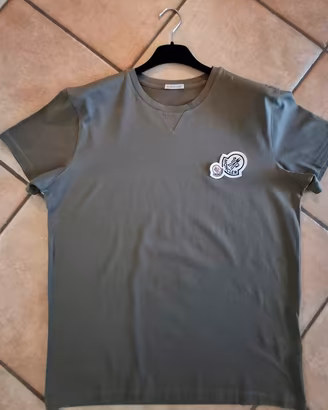 T-shirt Moncler Uomo Doppio Logo Kaki- Taglia L