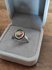 Anello Argento S925 e Ambra Naturale