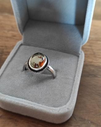 Anello Argento S925 e Ambra Naturale