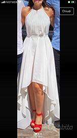 Vestito bianco lungo asimmetrico taglia XS