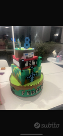 Torta finta tema minecraft