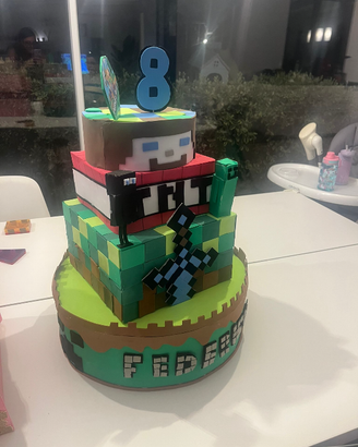 Torta finta tema minecraft