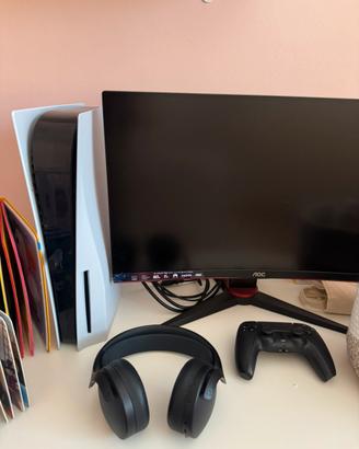 Ps5 con disco+monitor gaming+cuffie ps5
