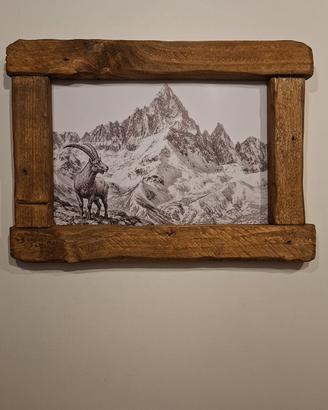 Quadro in legno Monviso stambecco