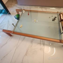 Tavolo basso salotto in ciliegio e vetro