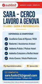 Badante, pulizie colf,settore ristorazione 
