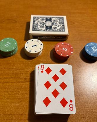 Set di carte da poker con fiches