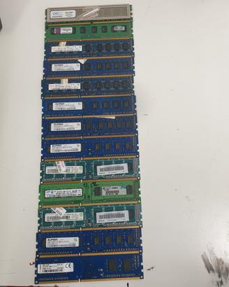 13 banchi di memoria RAM DDR3 usate