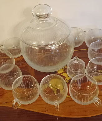 Servizio da Punch Vintage Vetro Satinato