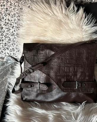 Borsa vera pelle marrone con tracolla vintage