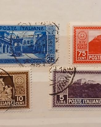 Regno 1929- 6 francobolli serie Montecassino 