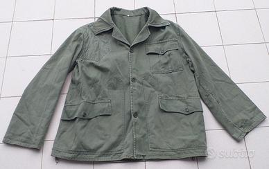 Giacca vintage da caccia tela verde kaki tg. 50