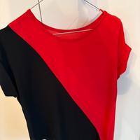 Camicetta/maglia asimmetrica rossa e nera tg M