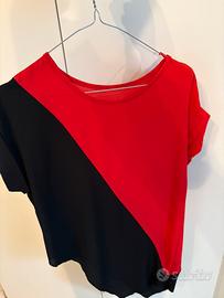 Camicetta/maglia asimmetrica rossa e nera tg M