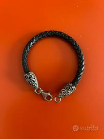 Bracciale cuoio - argento. Praticamente nuovo!