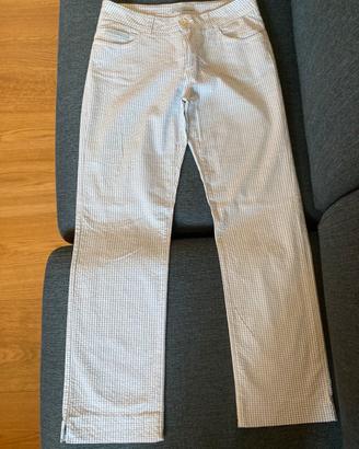 Pantaloni Fly3 cotone quadretti azzurro e bianco