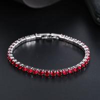 bracciale tennis argentato con rubini
